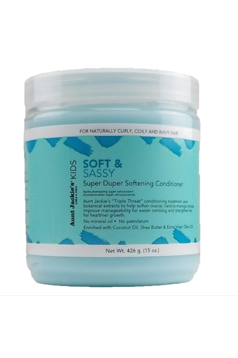 - Aunt Jackie's Kids Soft & Sassy après-shampoing 426g
- Soin adoucissant enfant Soft & Sassy
- Après-shampoing démêlant pour enfants 426g
- Aunt Jackie's Kids conditioner super adoucissant
- Soft & Sassy conditioner cheveux bouclés enfant