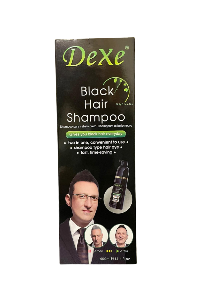 - Shampooing colorant noir DEXE 25ml
- DEXE shampooing pour cheveux gris
- Shampooing noir couvrant DEXE
- DEXE coloration instantanée en shampooing
- DEXE Black Hair Shampoo usage rapide