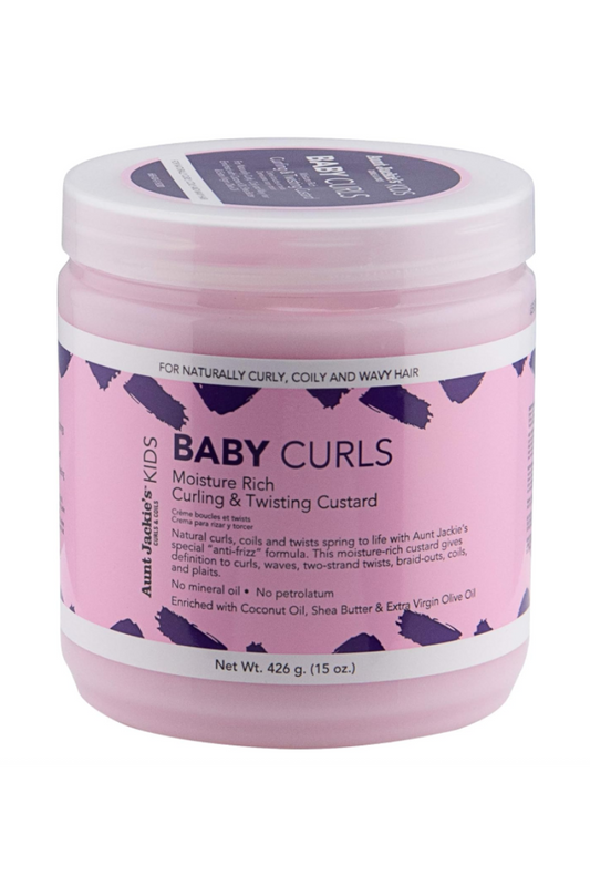 - Aunt Jackie's Kids Baby Curls custard coiffant 426g  
- Crème coiffante bouclante pour enfants Baby Curls  
- Gel coiffant Curling & Twisting Aunt Jackie's Kids  
- Baby Curls custard pour définir les boucles 426g  
- Soin coiffant enfant Aunt Jackie's Baby Curls