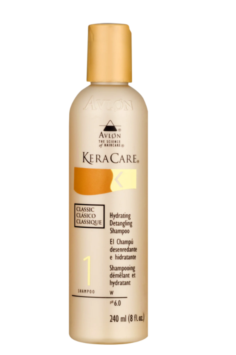 KERACARE Hydrating Detangling Shampoo 8 oz  
Gently cleanses and hydrates hair  
Detangles knots for easier combing  
Helps restore moisture balance  
Suitable for dry and fragile hair types