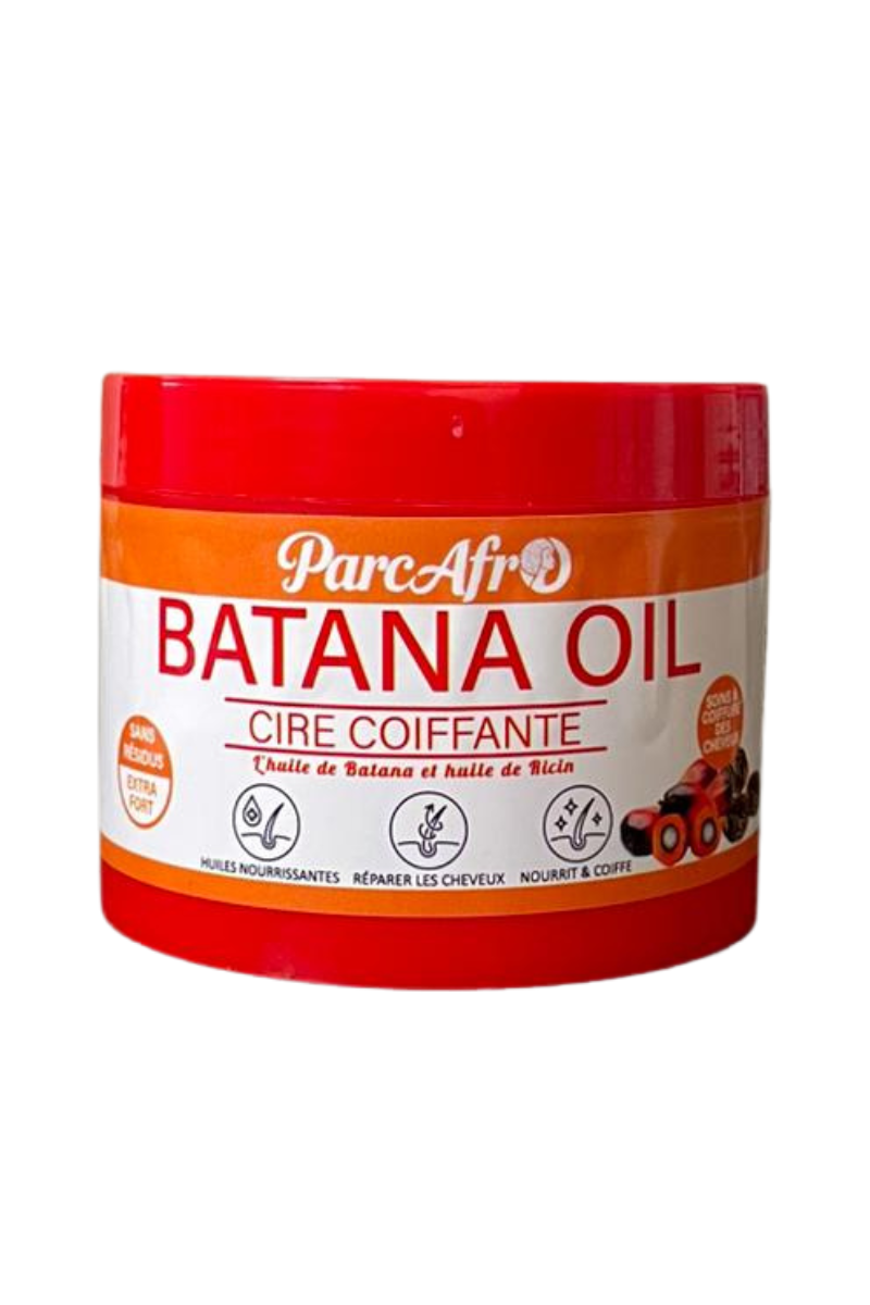 PARC AFRO Cire Coiffante à l’Huile de Batana & Ricin  
Cire coiffante nourrissante et protectrice  
Enrichie en huiles de Batana et de Ricin  
Offre tenue et brillance naturelle  
Idéale pour définir et sculpter les coiffures afro