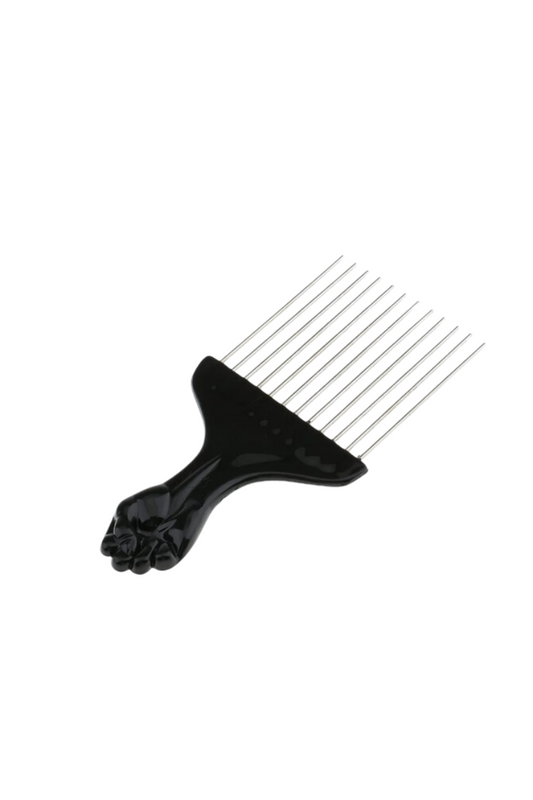 - Peigne afro en plastique noir  
- Accessoire coiffure cheveux crépus  
- Peigne à dents larges pour afro  
- Peigne démêlant cheveux texturés  
- Peigne afro pour volume et définition